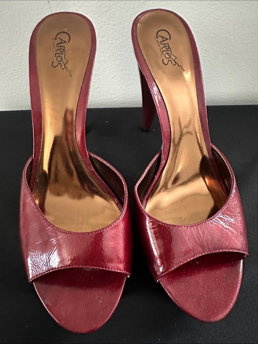Carlos by Carlos Santana Red Patent Open-Toe Slide Heels